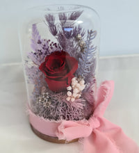 Load image into Gallery viewer, Mini burgundy preserved rose dome with gift box &amp; ribbon - MOT15
