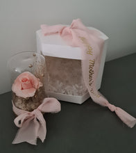 Load image into Gallery viewer, Mini preserved rose blush dome with gift box &amp; ribbon - MOT17
