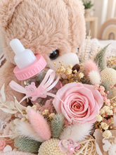 Load image into Gallery viewer, X - Baby girl preserved flowers &amp; toy in pram

