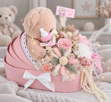 Load image into Gallery viewer, X - Baby girl preserved flowers &amp; toy in pram
