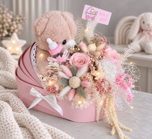 Load image into Gallery viewer, X - Baby girl preserved flowers &amp; toy in pram
