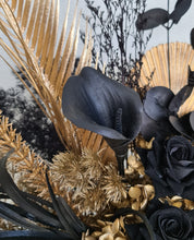 Load image into Gallery viewer, Everlasting preserved &amp; silk flowers in black &amp; gold
