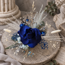 Load image into Gallery viewer, Floral cake topper in blue, green &amp; white with the glitter
