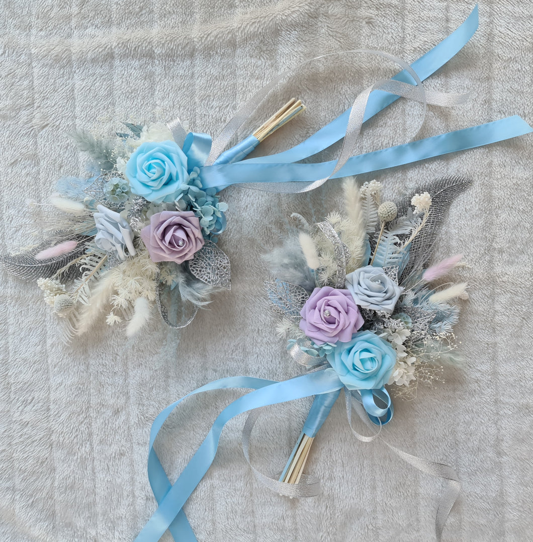 Bridesmaids & flower girl bouquet - Shades of blue & lilac with glitter