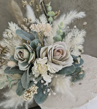Load image into Gallery viewer, Wedding cake flowers topper in green &amp; white
