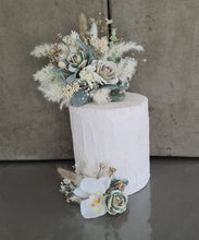 Load image into Gallery viewer, Wedding cake flowers topper in green &amp; white
