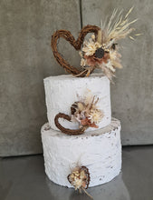 Load image into Gallery viewer, Boho rustic love hearts wedding cake topper
