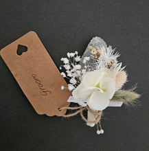 Load image into Gallery viewer, Sage green, green &amp; neutral wedding buttonholes
