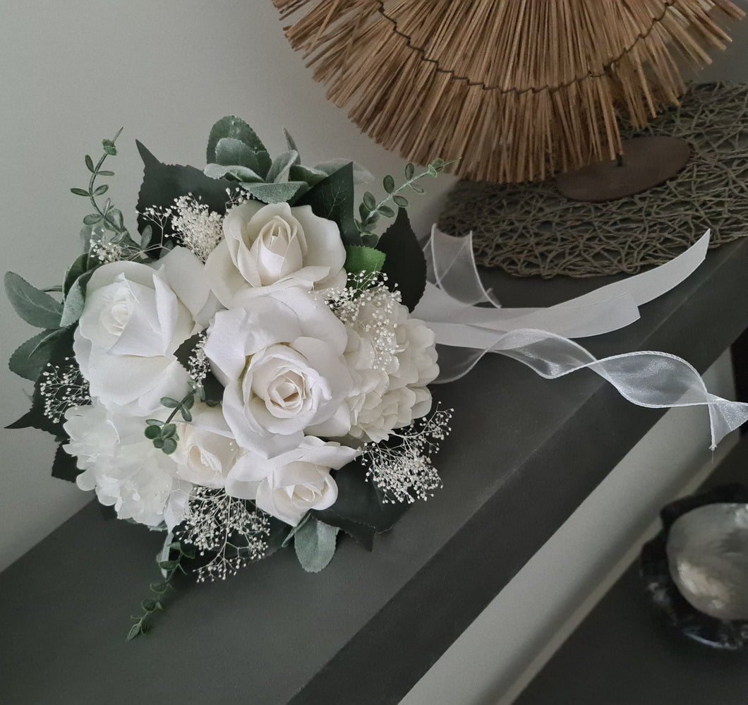 Bridal bouquet - deep green & white colours