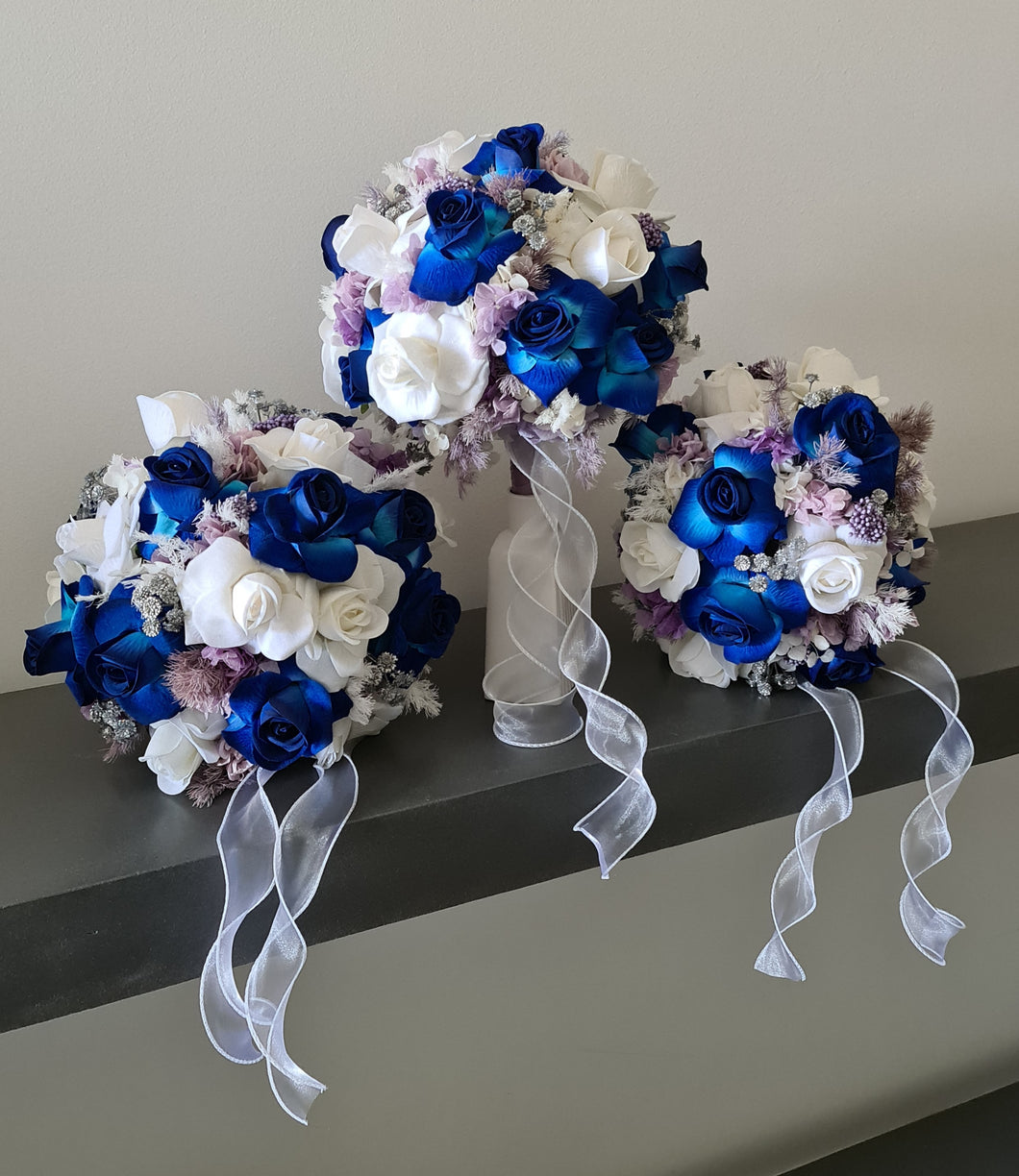 Bridesmaids bouquets - purple & blue