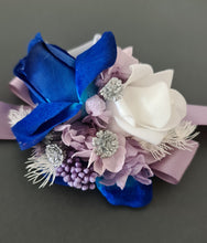 Load image into Gallery viewer, Purple &amp; blue ribbon corsages
