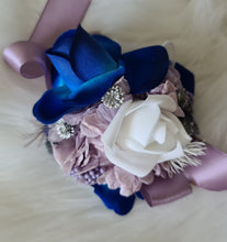 Load image into Gallery viewer, Purple &amp; blue ribbon corsages
