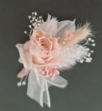 Load image into Gallery viewer, Boho blush mini preserved rose groom&#39;s buttonhole
