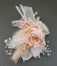Load image into Gallery viewer, Boho blush mini preserved rose groom&#39;s buttonhole
