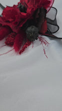 Load and play video in Gallery viewer, Black &amp; red poppy flower corsage – school formal, prom, graduation, wedding
