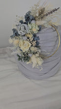 Load and play video in Gallery viewer, Grey / blue everlasting flowers cake hoop topper - 5 inch
