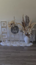 Load and play video in Gallery viewer, Boho neutral Baby Shower welcome sign &amp; medium urn - HIRE ONLY

