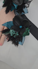 Load and play video in Gallery viewer, Emerald black frangipani corsage &amp; buttonhole set - School formal, prom, graduation, wedding
