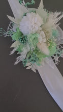 Load and play video in Gallery viewer, Everlasting flowers mint green &amp; white corsage - School formal / Wedding
