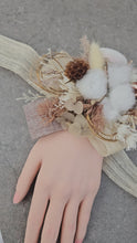 Load and play video in Gallery viewer, Boho preserved flowers &amp; cotton flower corsage - school formal, prom, graduation
