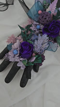 Load and play video in Gallery viewer, Multicoloured preserved flowers n crystals corsage &amp; buttonhole set - School formal, prom, graduation, wedding
