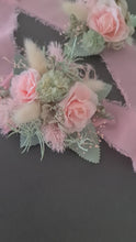 Load and play video in Gallery viewer, School formal set - corsage &amp; buttonhole in sage, olive green &amp; blush colours
