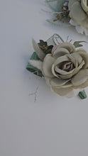 Load and play video in Gallery viewer, Sage green everlasting flowers corsage &amp; buttonhole AB2150 - School formal, prom, graduation
