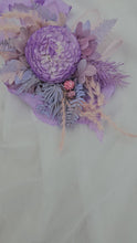 Load and play video in Gallery viewer, Everlasting flowers violet, purple &amp; pink corsage w crystals – school formal, prom, graduation, wedding
