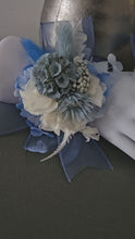 Load and play video in Gallery viewer, Shades of blue preserved flowers corsage &amp; buttonhole AB2162 - School formal, prom, graduation
