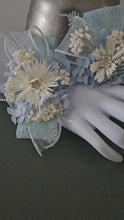 Load and play video in Gallery viewer, Blue &amp; white preserved flowers corsage &amp; buttonhole AB2157 - School formal, prom, graduation
