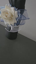 Load and play video in Gallery viewer, Shades of blue &amp; white everlasting flowers corsage &amp; buttonhole AB2161 - School formal, prom, graduation
