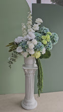 Load and play video in Gallery viewer, Green &amp; white large flowers in white pot - HIRE ONLY
