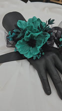 Load and play video in Gallery viewer, Emerald black anemone corsage &amp; buttonhole set - School formal, prom, graduation, wedding
