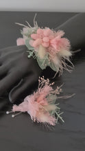 Load and play video in Gallery viewer, School formal set - corsage &amp; buttonhole in sage &amp; blush colours
