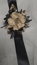 Load and play video in Gallery viewer, Black &amp; Champagne gold Everlasting flowers corsage - School Prom / Formal
