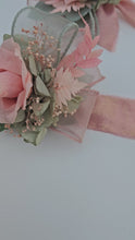 Load and play video in Gallery viewer, Sage and pink / peach preserved flowers corsage &amp; buttonhole AB2152 - School formal, prom, graduation
