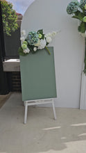 Load and play video in Gallery viewer, White &amp; green – 2 x backdrops &amp; 2 x flowers + welcome sign – Advanced Package - HIRE ONLY
