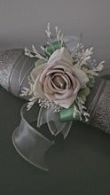 Load and play video in Gallery viewer, Sage green everlasting flowers corsage AB2168 - School formal, prom, graduation
