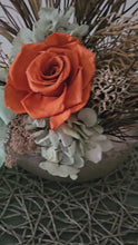 Load and play video in Gallery viewer, Sage &amp; orange preserved flowers w reflexed rose –  AB2185
