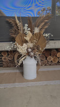 Load and play video in Gallery viewer, Large Boho rustic flowers in metal urns - HIRE ONLY
