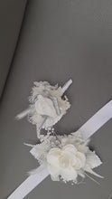 Load and play video in Gallery viewer, Corsage &amp; Buttonhole set - White &amp; Silver - School Formal / Prom
