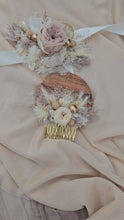 Load and play video in Gallery viewer, Fully preserved nude corsage &amp; hair comb with peony&#39;s - School formal / Wedding
