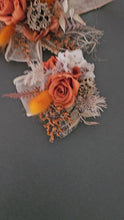 Load and play video in Gallery viewer, Orange gold rustic preserved flowers corsage &amp; boutonniere set - School formal, prom, graduation, wedding
