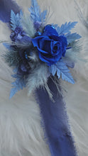 Load and play video in Gallery viewer, Mini preserved rose corsage &amp; buttonhole – royal blue and blue – school formal
