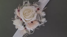 Load and play video in Gallery viewer, Everlasting School Formal / Wedding corsage - white, pink &amp; sage
