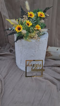 Load and play video in Gallery viewer, Everlasting flowers Sunflower cake topper - yellow/ green
