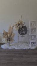 Load and play video in Gallery viewer, Boho neutral Baby Shower welcome sign &amp; small urn - HIRE ONLY
