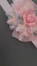 Load and play video in Gallery viewer, Everlasting flowers school formal / prom / wedding corsage pink &amp; silver glitter
