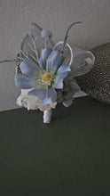 Load and play video in Gallery viewer, Pastel blue everlasting flowers corsage &amp; buttonhole AB2128 - School formal, prom, graduation
