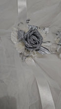 Load and play video in Gallery viewer, Silver &amp; White Corsage and buttonhole set - School Formal / Prom
